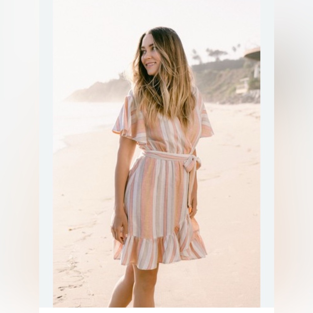LC Lauren Conrad Pastel Striped Tie-Waist Mini Dress - Pink, Peach, White
